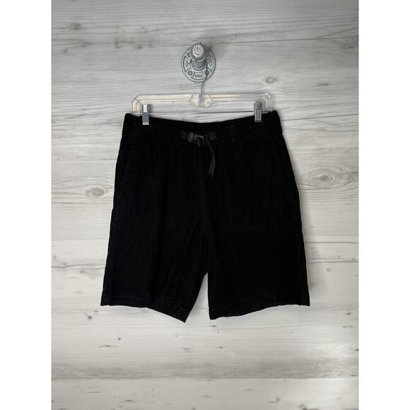 H&M Shorts Mens Small Black Relaxed Fit Corduroy Elastic Waist Belted Pockets - Picture 1 of 13